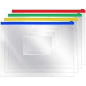 Папка-конверт на zip-молнии OfficeSpace А5, ПВХ, 120мкм, прозрачная, цветная молния, карман, ассорти. ZB5_1780, 178881 ― Кнопкару. Саранск
