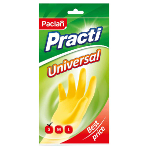 Перчатки резиновые Paclan "Practi. Universal", разм. S, желтые, пакет с европодвесом.133298 ― Кнопкару. Саранск