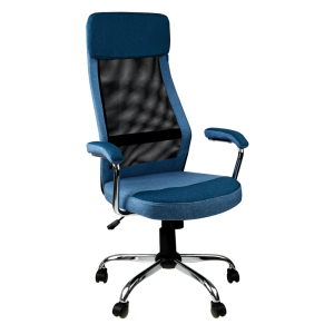 Кресло руководителя Helmi HL-E41 "Stylish", ткань/сетка, синяя/голубая. 318581 ― Кнопкару. Саранск