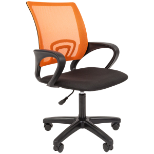 Кресло оператора Helmi HL-M96 R "Airy", спинка сетка оранжевая/сиденье ткань черная, пиастра. 298858 ― Кнопкару. Саранск